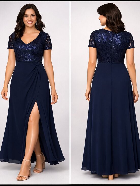 Alex Evenings Dresses & Skirts - NWT Alex Evenings Formal Navy Sequin Lace Chiffon Gown for MOB or MOG – Size 18